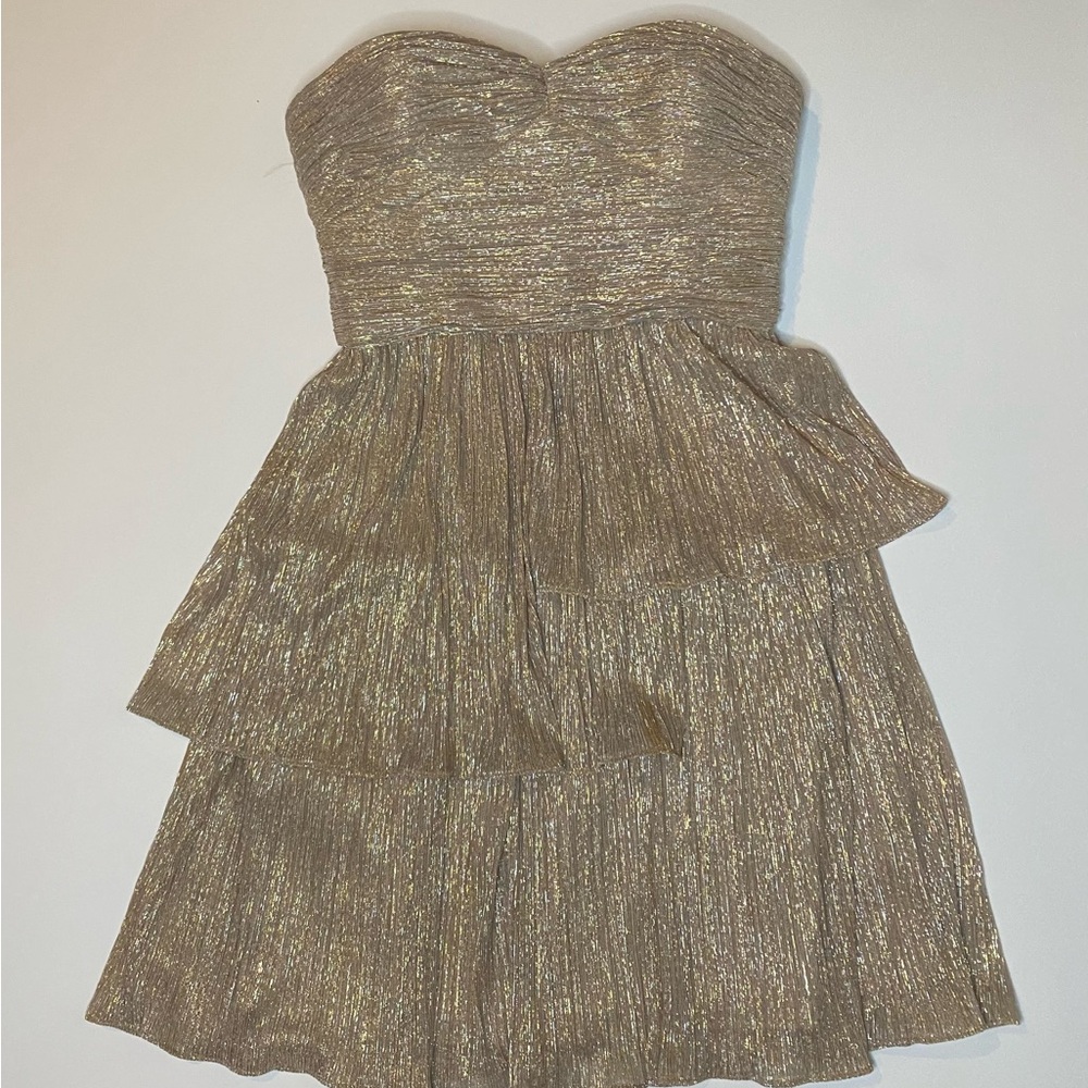 Max & Cleo Metallic Gold Dress View 2